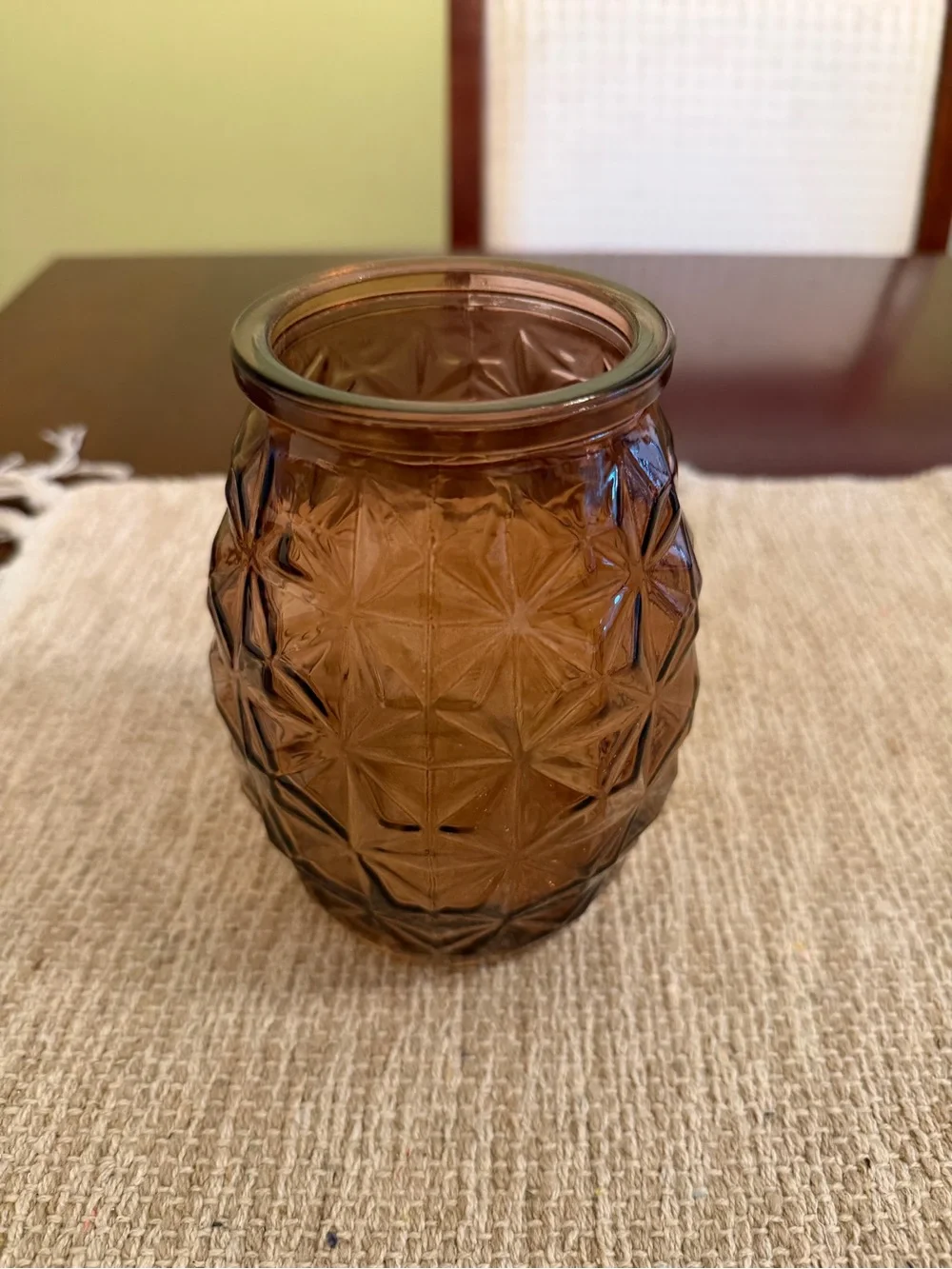 Vintage Geometric Molded Glass Vase